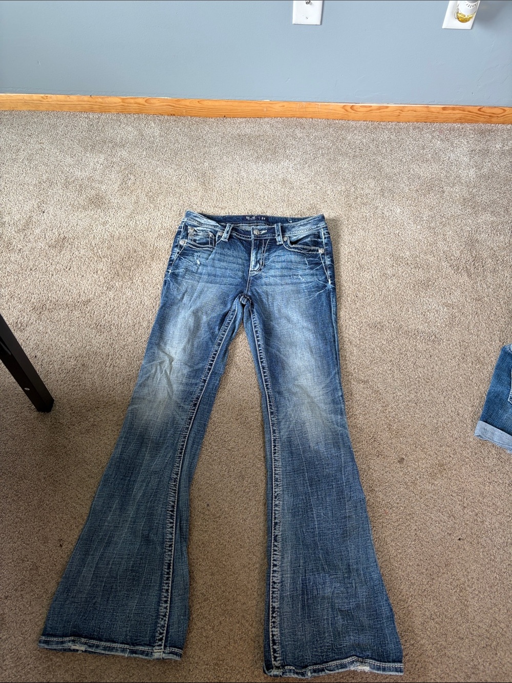 Miss Me Distressed Medium Blue Flare Jeans